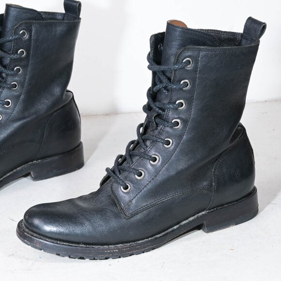 Frye 3478815 Veronica Combat Moto Boots in Black - 7 - Picture 1 of 7
